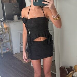 Pepper mayo Black Halter Top and Skirt Set